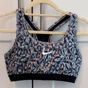 Nike Grey Geometric Sports Bra - Large